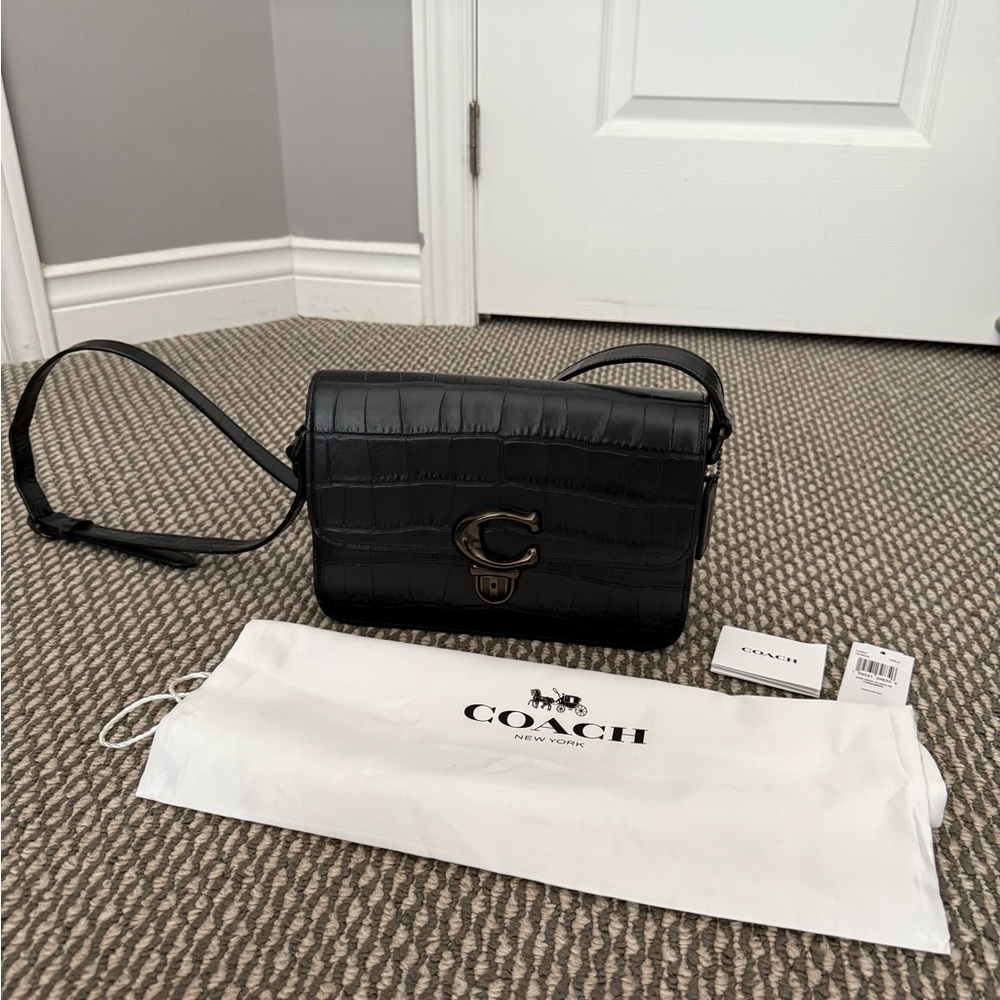 Coach Black Croc-Embossed Studio Bag